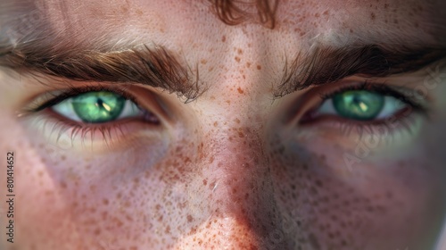 A Close-up of Intense Green Eyes