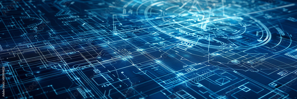 Wide-angle shot of a digital blueprint, unfolding across a vast, detailed screen. Wide-angle shot of a digital blueprint, unfolding across a vast, detailed screen.