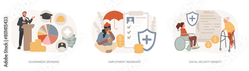 Country budget isolated concept vector illustration set.