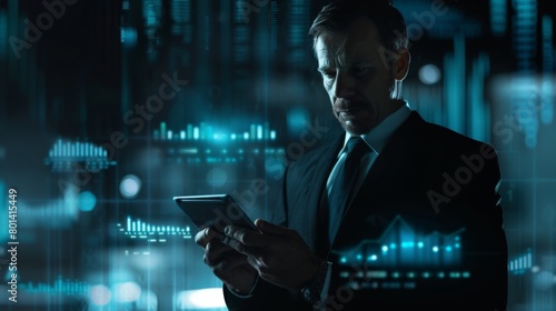 A Businessman Analyzing Digital Data