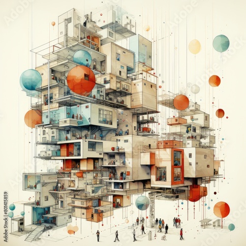 geometric shapes dance in harmony, crafting a captivating background illustration with modern allure.
