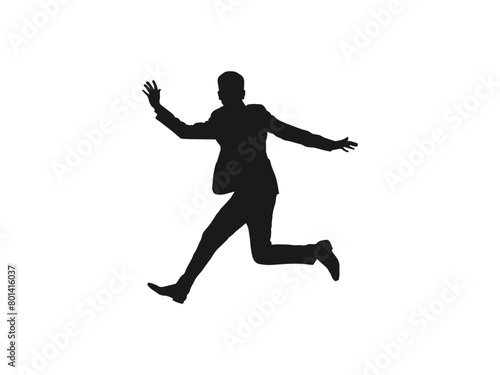 Happy jumping people silhouettes. Black and white vector collection. Illustration of people jumping-silhouettes. Black vector silhouettes of jumping or falling man isolated on white background.
