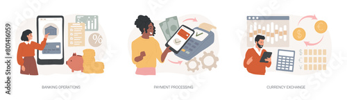 Financial services isolated concept vector illustration set.