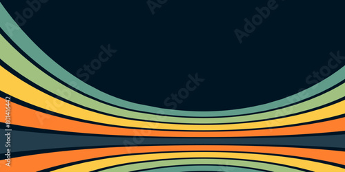 Retrofuturism poster design in trendy retro line style. Modern art poster retro vintage style 70s stripes background template lines shapes vector design