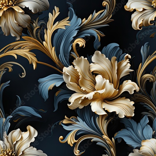 Intricate blooms entwine, reminiscent of Baroque opulence, adorning walls with timeless elegance in a floral tapestry.