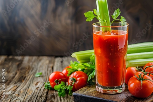 A bloody mary with fresh tomatoes and celery