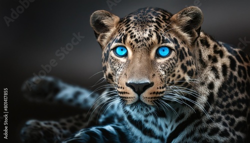 an image of leopard with blue eyes generative ai