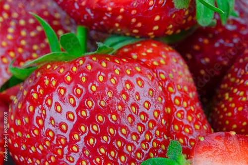 Strawberries. Fresh berries macro. Fruit background