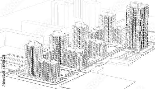 modern architecture housing 3d rendering