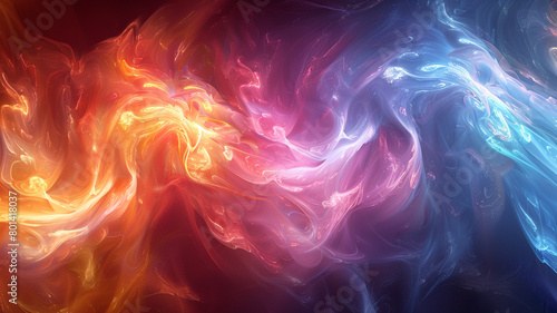 Swirls of neon colors intertwining in a mesmerizing dance of light.
