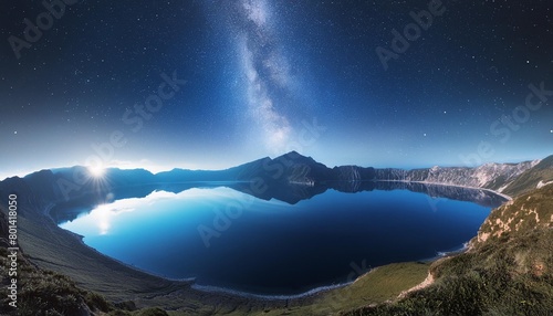 the landscape resembled a planet with a vast sky full of shining stars the atmosphere was a mix of electric blue and darkness reflecting off the aqua waters below © Ryan