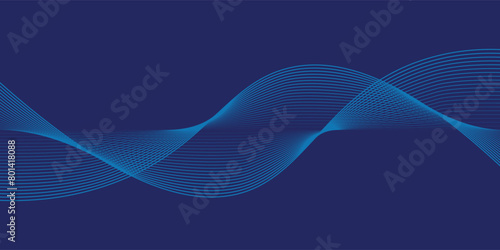 Dark abstract background with glowing wave. Shiny moving lines design element. Modern purple blue gradient flowing wave lines. Futuristic technology concept