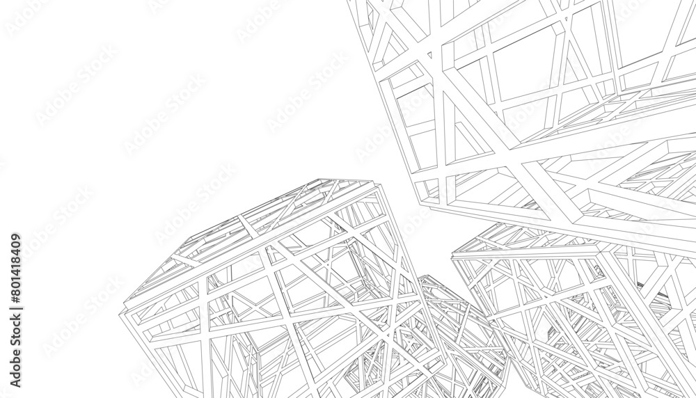 Fototapeta premium Geometric shapes vector 3d drawing