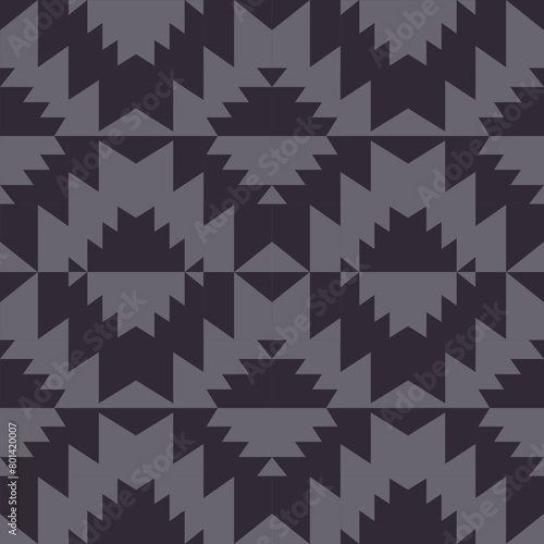 Aztec southwest monochrome gray pattern. Vector aztec southwestern geometric shape seamless pattern monochrome color. Ethnic geometric pattern use for textile, home decoration elements, upholstery.
