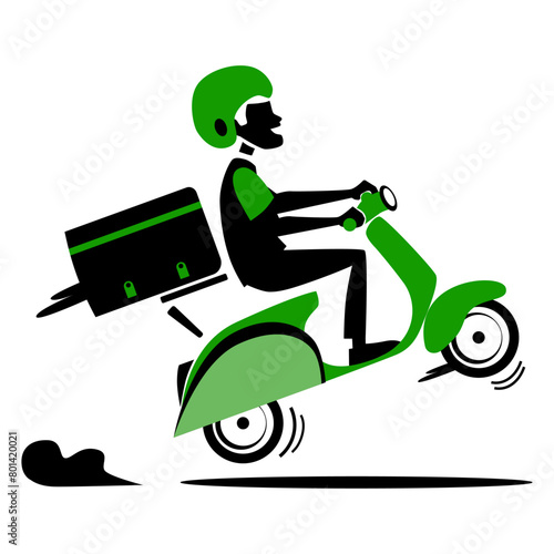 Food delivery. Motorcycle. Delivery man 