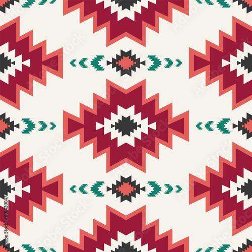 Aztec southwest colorful pattern. Vector colorful aztec geometric shape seamless pattern southwestern style. Ethnic geometric pattern use for fabric, textile, home decoration elements, upholstery, etc