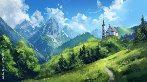 Igreja nas montanhas - Paisagem 