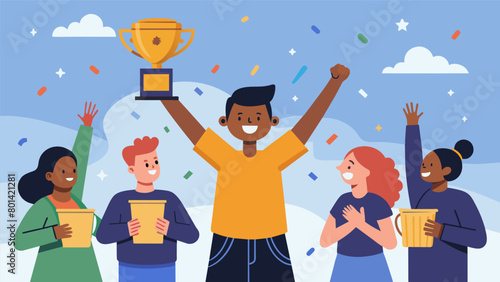 The sound of cheering and clapping as the winner of the Juneteenth barbecue cookoff is announced receiving a trophy and bragging rights until the next. Vector illustration