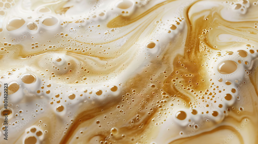 Frothy Milk Foam Art: Close-Up of Textured and Frothy Milk Foam Art in Coffee Beverage Frothy Milk Foam Art: Close-Up of Textured and Frothy Milk Foam Art in Coffee Beverage