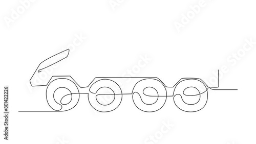 Animated self drawing of Military vehicle video illustration. Military transportation design in simple linear style design concept. Non coloring military vehicle design concept video illustration. photo