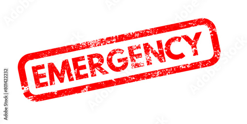 Red emergency word square rubber seal stamp - vector illustration 