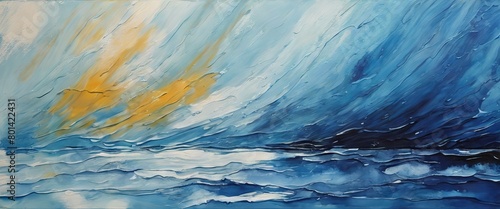 'painted The light sea gouache background rain Blue abstraction streaks dark shades blue background'