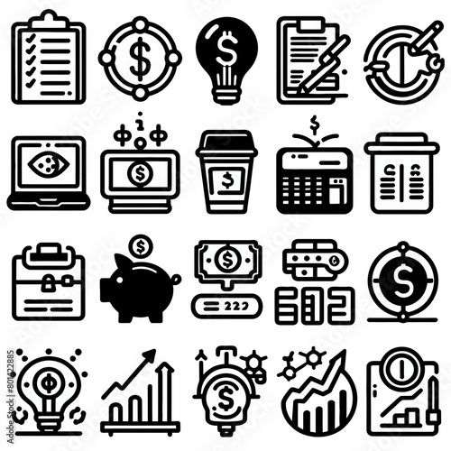 outline personal finance set icon silhouette vector illustration white background