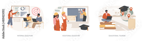Professional learning isolated concept vector illustration set.