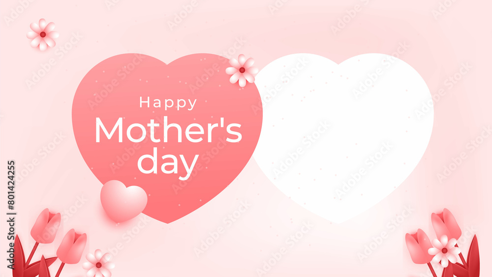 Happy Mother's Day Digital banner with red flowers hearts and has space for writing. Happy Mother's Day card flower design, Postcard, social media banner, website banner, background Happy Mother's Day Digital banner with red flowers hearts and has space for writing. Happy Mother's Day card flower design, Postcard, social media banner, website banner, background