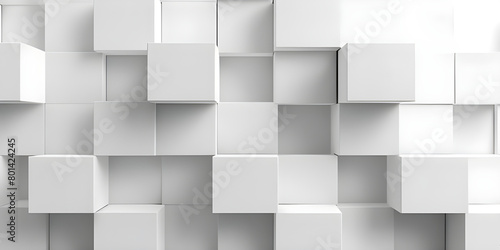 Cube Composition  White Boxes in a Minimalist Arrangement  Block Background  White Cubes for a Clean and Modern Look-Ai-generated