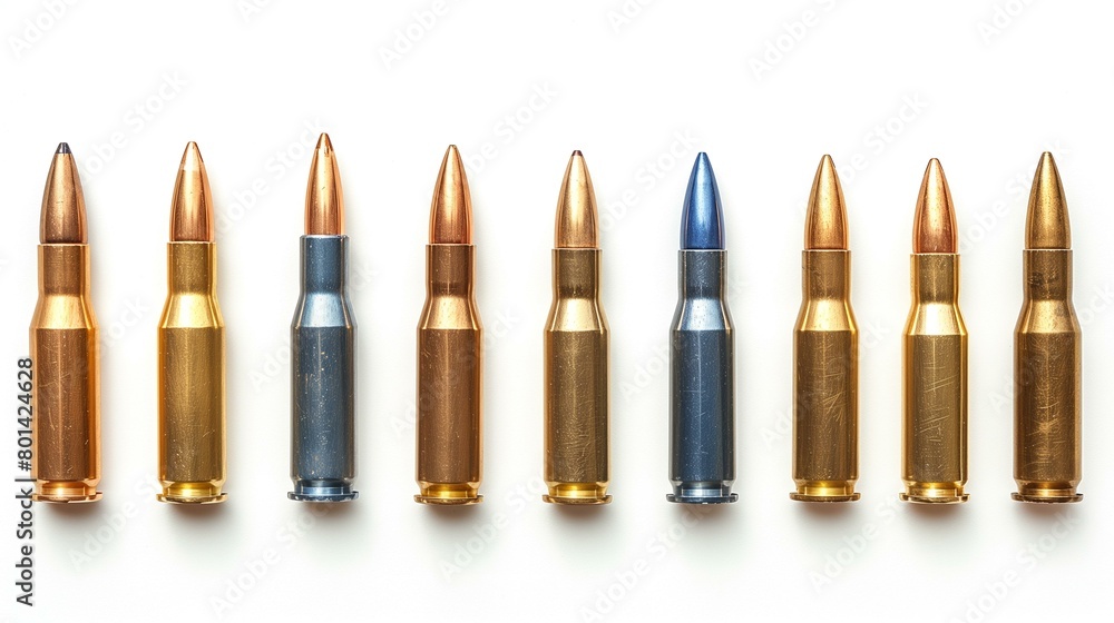 A variety of rifle cartridges. A variety of rifle cartridges.