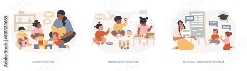 Obraz na płótnie Early education isolated concept vector illustration set. w salonie