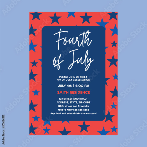 Modern Stars 4th July Invitation