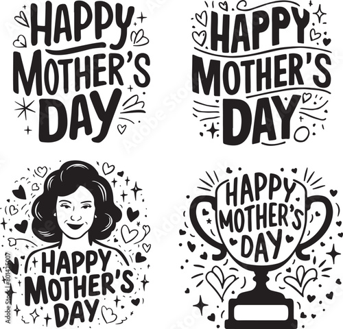 Happy Mothers Day Vector Set