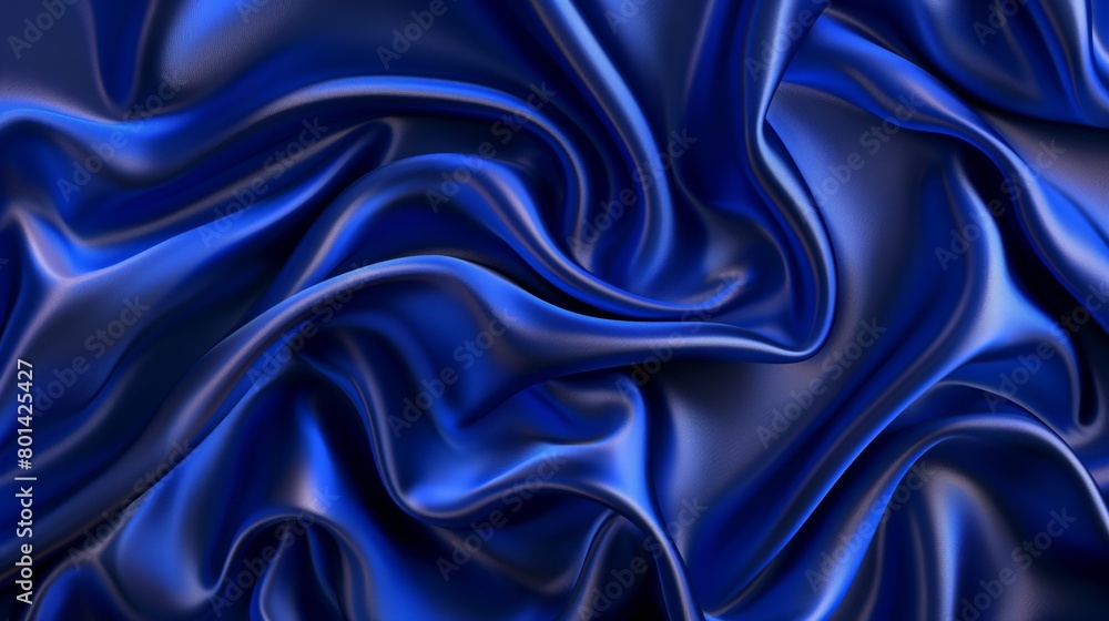 Obraz premium Blue satin fabric in folds. Studio shot of a textile texture. Design for textile, fashion, and interior.