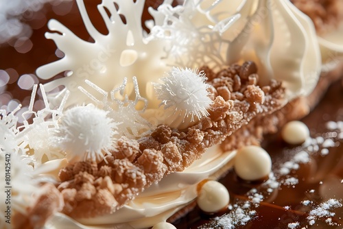 Exquisite Spun Sugar Sculpture Adorning a Decadent Dessert photo