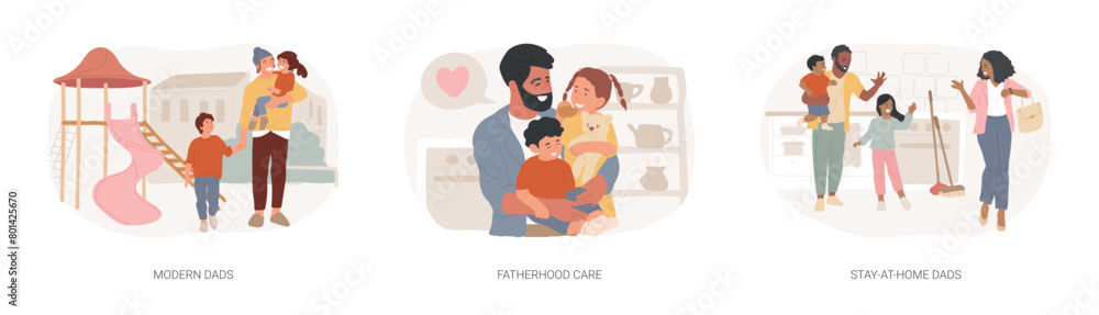 Parenthood isolated concept vector illustration set. Parenthood isolated concept vector illustration set.