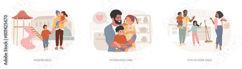 Parenthood isolated concept vector illustration set.