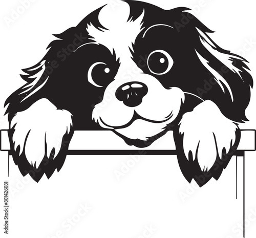 Cavalier King Charles Spaniel Dog Peeking Silhouette Vector