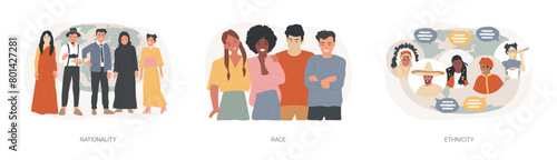 Human diversity isolated concept vector illustration set. photo