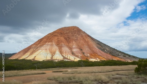 colorful mountain in australia with cloudy sky