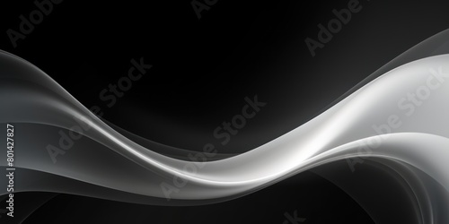 Silver black white glowing abstract gradient shape on black grainy background minimal header cover poster design copy space empty blank copyspace