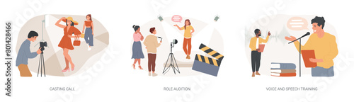 Modelling agency isolated concept vector illustration set.