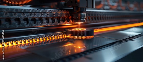 Colorful Light on HighTech Gear Hobbing Machine in D Render