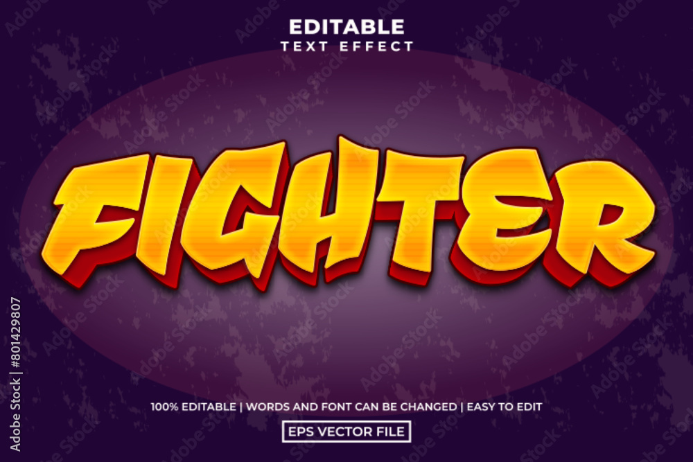 Obraz premium Bold fighter 3D editable text effect, game text style