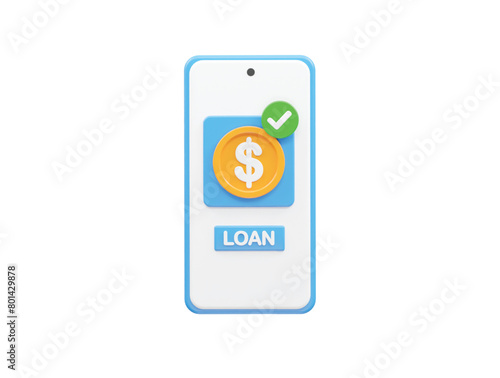 Loan icon 3d rendering bank loan illustration element