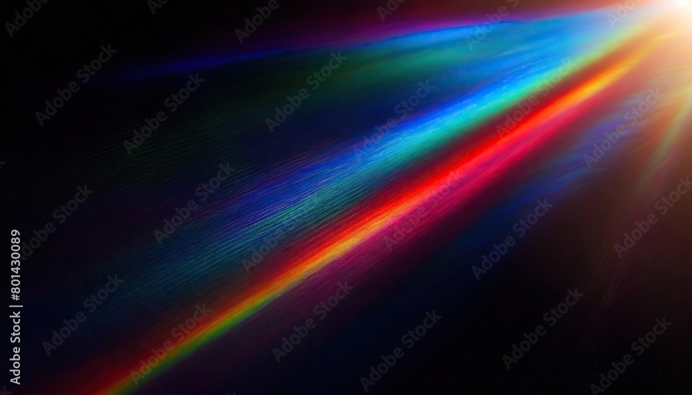 Creative black background with rainbow flare overlay