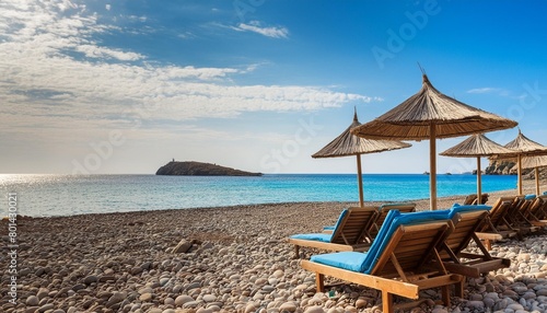deckchairs and umbrellas on beach