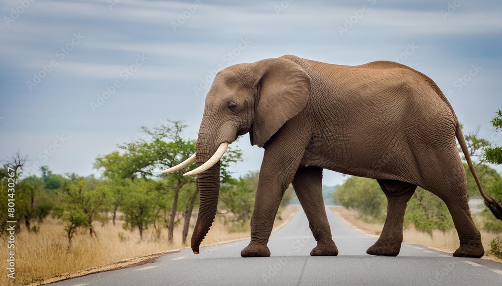 elephant bull walking in the kruger national park in south africa