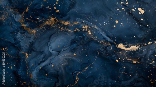 Blue gold marble background 